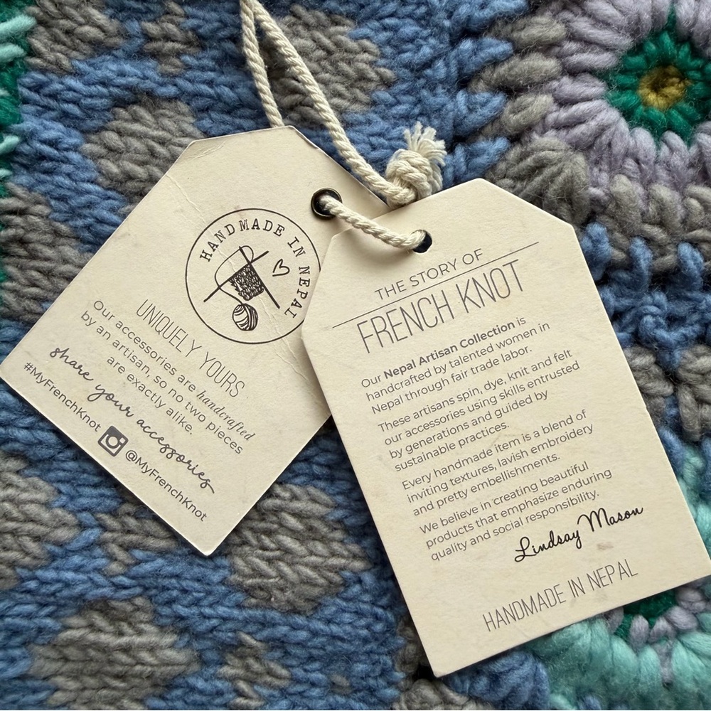 Free People Blue and Green Crochet Lana Cowl Neck Warmer by French Knot-One Size - Picture 5 of 10